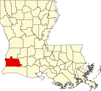 Locatie van Calcasieu Parish in Louisiana