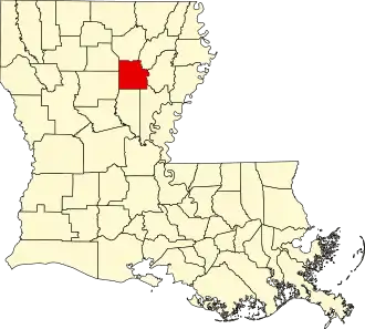 Locatie van Caldwell Parish in Louisiana