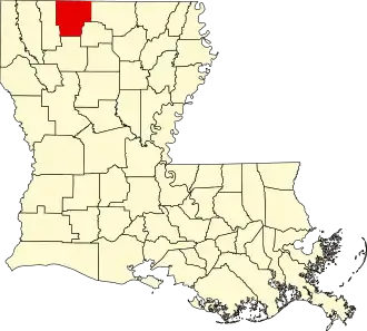 Locatie van Claiborne Parish in Louisiana