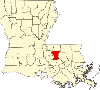 Locatie van East Baton Rouge Parish in Louisiana