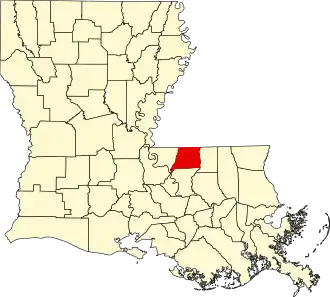 Locatie van East Feliciana Parish in Louisiana