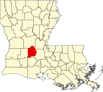 Locatie van Evangeline Parish in Louisiana