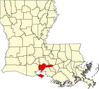 Locatie van Iberia Parish in Louisiana