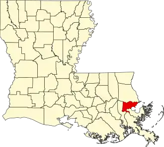 Locatie van Orleans Parish in Louisiana
