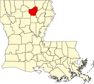 Locatie van Ouachita Parish in Louisiana