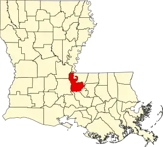 Locatie van Pointe Coupee Parish in Louisiana