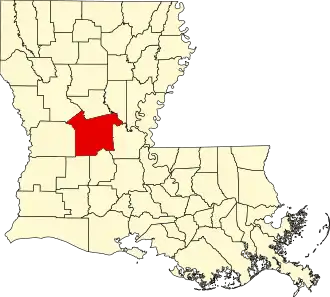 Locatie van Rapides Parish in Louisiana