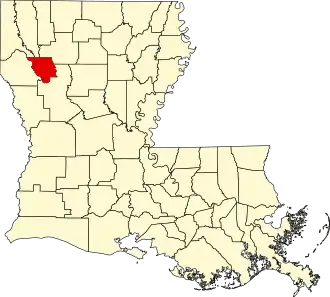 Locatie van Red River Parish in Louisiana