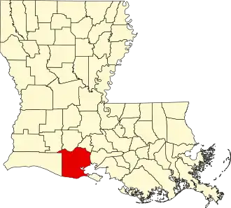 Locatie van Vermilion Parish in Louisiana