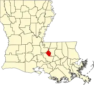 Locatie van West Baton Rouge Parish in Louisiana