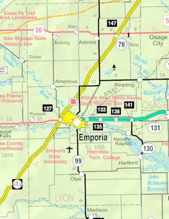 Kaart van Lyon County