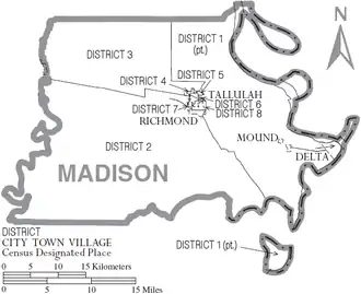 Kaart van Madison Parish