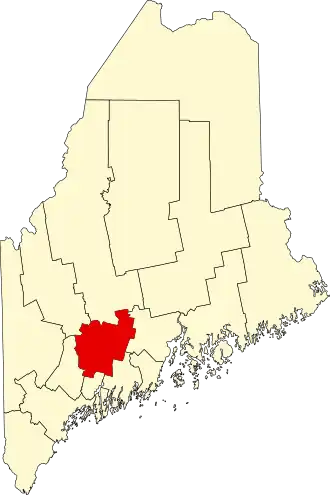Locatie van Kennebec County in Maine