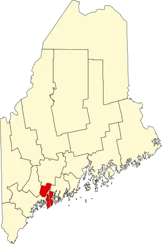 Locatie van Sagadahoc County in Maine