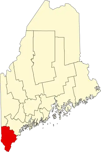 Locatie van York County in Maine