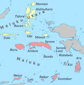 Kaart van Banda-eilanden