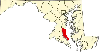 Locatie van Calvert County in Maryland
