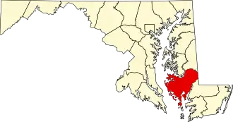 Locatie van Dorchester County in Maryland