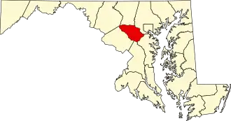 Locatie van Howard County in Maryland
