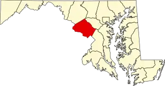 Locatie van Montgomery County in Maryland
