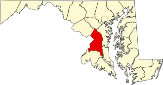 Locatie van Prince George's County in Maryland