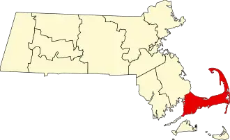Locatie van Barnstable County in Massachusetts