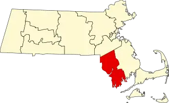 Locatie van Bristol County in Massachusetts