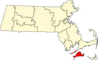 Locatie van Dukes County in Massachusetts