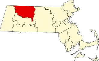 Locatie van Franklin County in Massachusetts