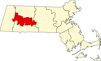 Locatie van Hampshire County in Massachusetts