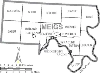 Kaart van Meigs County