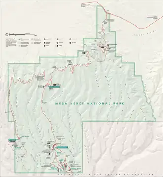 Plattegrond van Mesa Verde National Park