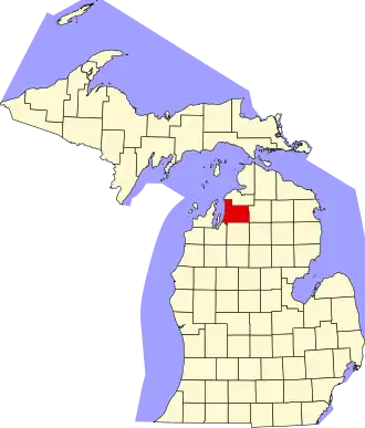 Locatie van Antrim County in Michigan