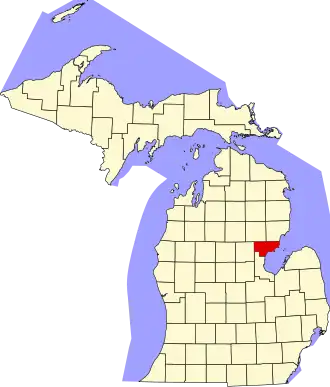 Locatie van Arenac County in Michigan