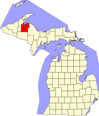 Locatie van Baraga County in Michigan