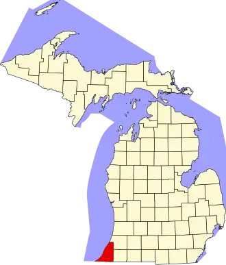 Locatie van Berrien County in Michigan