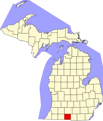 Locatie van Branch County in Michigan