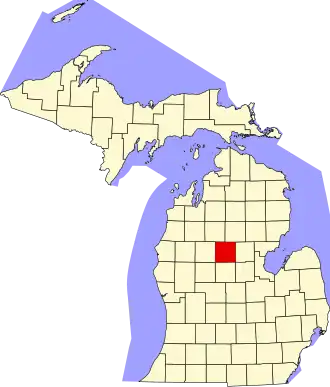 Locatie van Clare County in Michigan