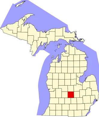 Locatie van Clinton County in Michigan