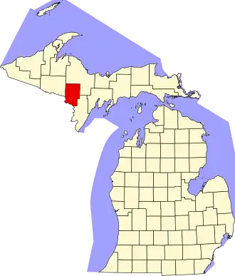 Locatie van Dickinson County in Michigan