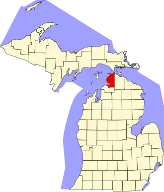 Locatie van Emmet County in Michigan