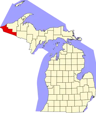 Locatie van Gogebic County in Michigan