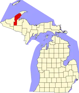 Locatie van Houghton County in Michigan