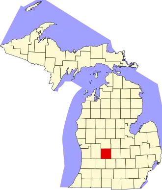 Locatie van Ionia County in Michigan
