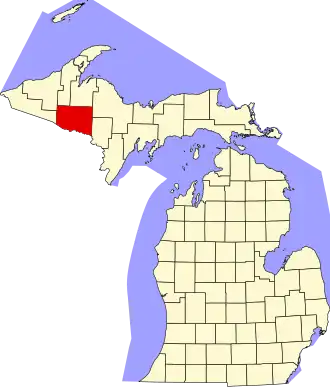 Locatie van Iron County in Michigan