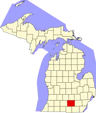 Locatie van Jackson County in Michigan