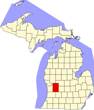 Locatie van Kent County in Michigan