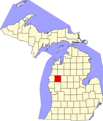 Locatie van Lake County in Michigan