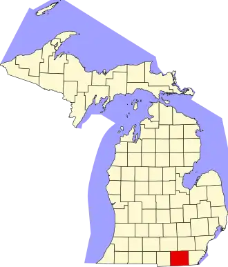 Locatie van Lenawee County in Michigan
