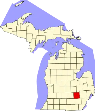 Locatie van Livingston County in Michigan